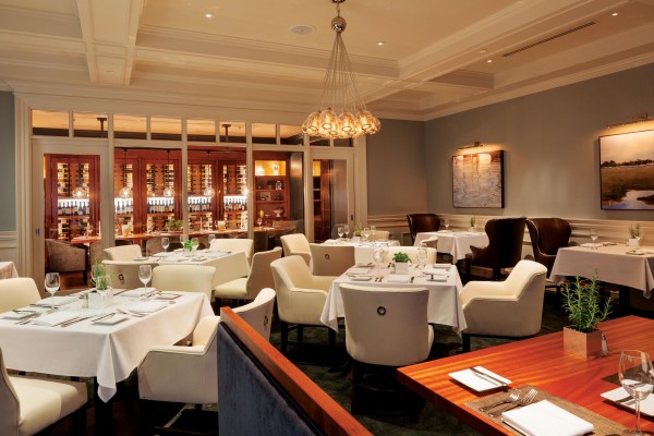 Lighted Wine Cabinets in elegant SALT dining room. Salt_Restaurant_13_14436_High
