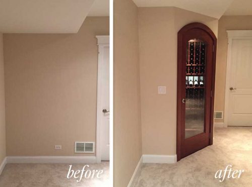 Corner turned wine closet