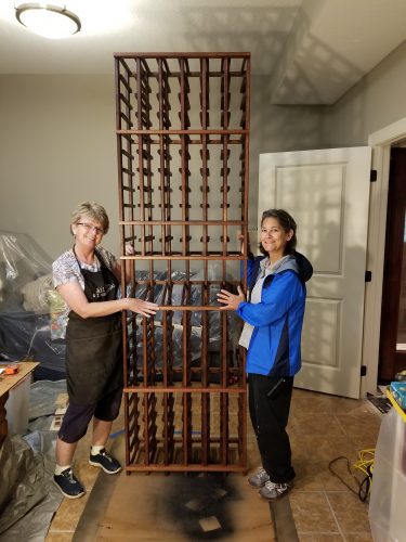 Custom finish on wine racking